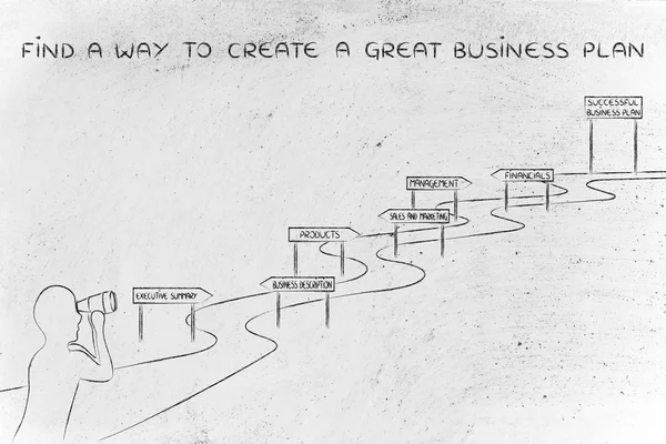 Концепция того, как найти способ создать большой бизнес-план — стоковое фото