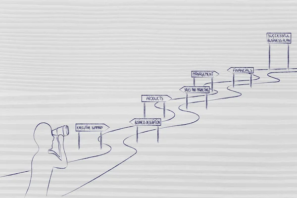 Empreendedor olhando para o caminho que leva ao sucesso do negócio — Fotografia de Stock