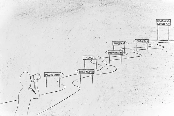 Επιχειρηματίας που βλέπουν το δρόμο που οδηγεί για την επιτυχία της επιχείρησής — Φωτογραφία Αρχείου