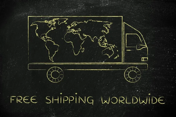 Concept of free shipping worldwide — Stock Photo, Image