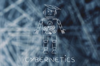 Mezuniyet şapka, sibernetik ile komik robot