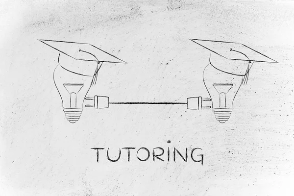 Bombillas con tapa de graduación con enchufe, tutoría — Foto de Stock