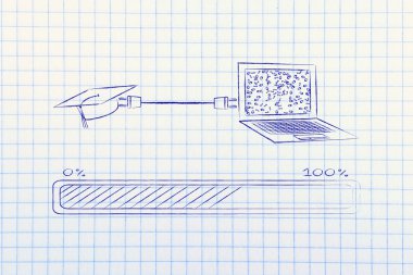 Mezuniyet kap ve tarafından bağlı dizüstü takın
