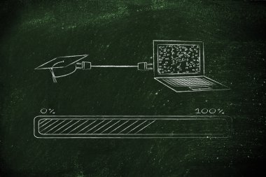 Mezuniyet kap ve tarafından bağlı dizüstü takın