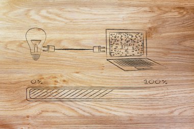 fişi için bir dizüstü bilgisayar ile bağlı ampul 