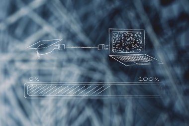 Mezuniyet kap ve tarafından bağlı dizüstü takın