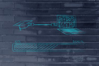 Mezuniyet kap ve tarafından bağlı dizüstü takın