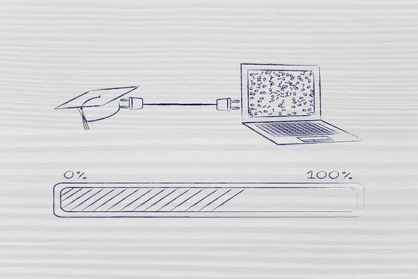 Kasztana idealna laptop podłączony przez wtyczkę — Zdjęcie stockowe