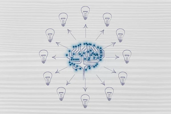 circuit brain with ideas coming out of it