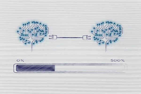 Circuito cerebral conectado por enchufes que intercambian información — Foto de Stock