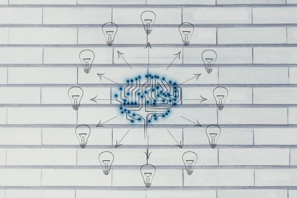 그것에서 나오는 아이디어와 회로 뇌 — 스톡 사진