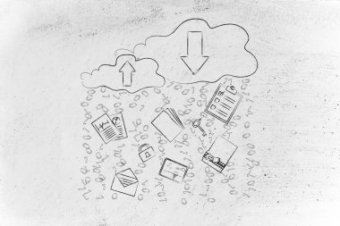 Belge transferler ve yağmur ikili kod ile bulut