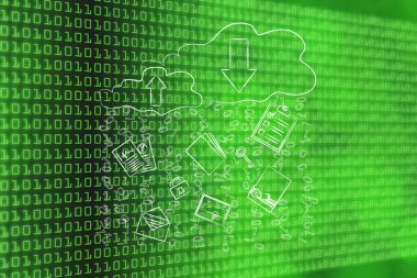 Belge transferler ve yağmur ikili kod ile bulut