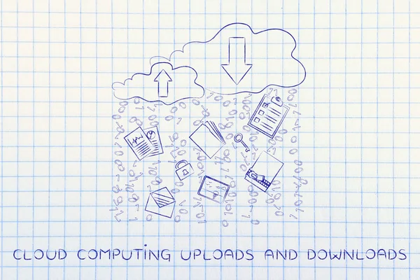 Concept of cloud computing uploads & downloads — Stock Photo, Image