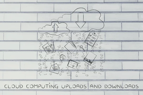 Konzept des Cloud Computing Uploads & Downloads — Stockfoto