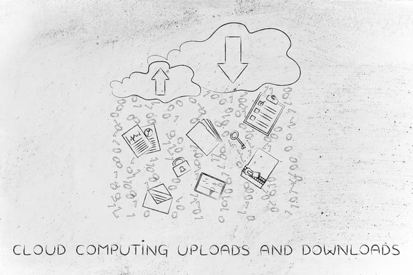 Konzept des Cloud Computing Uploads & Downloads — Stockfoto