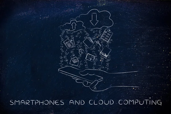 Concepto de smartphones y computación en nube — Foto de Stock