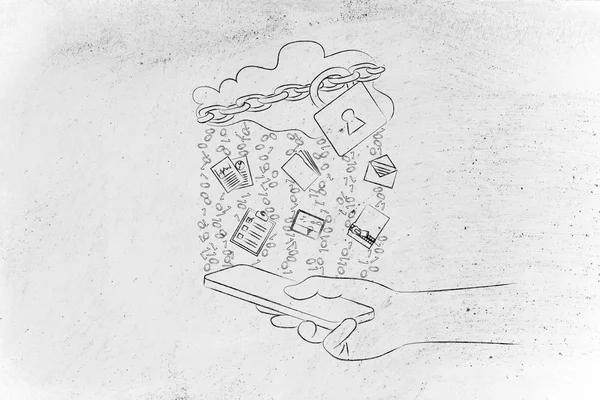 kilit ve belge yağmurla cep üzerinde bulut