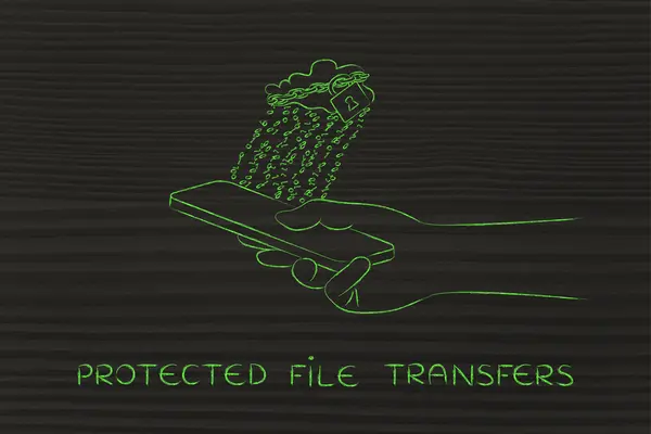 Концепция защиты передачи файлов — стоковое фото