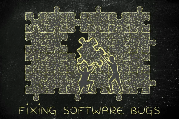 Begreppet fastställande programvara buggar — Stockfoto