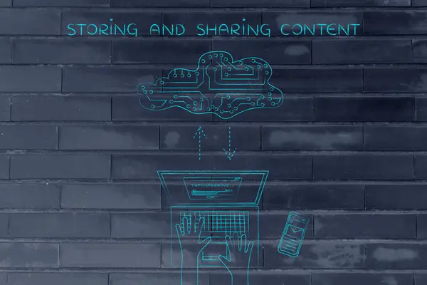 Concept of storing and sharing content — Stock Photo, Image