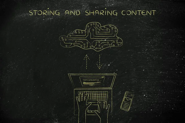 Concept of storing and sharing content — Stock Photo, Image