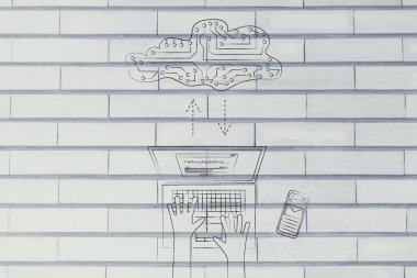 dizüstü bilgisayar için bir elektronik devre bulut veri aktarma