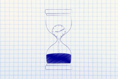 kum saati içinde eriyen saat ile