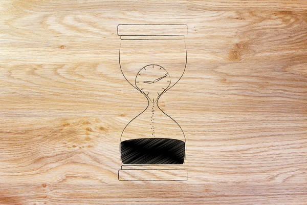Hourglass with melting clock inside — Stock Photo, Image