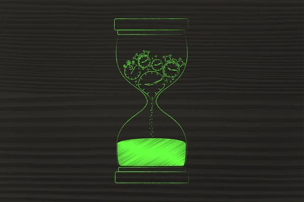 hourglass with melting clocks & stopwatches