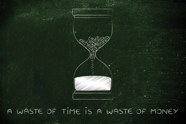 浪费时间的概念是浪费钱 — 图库照片