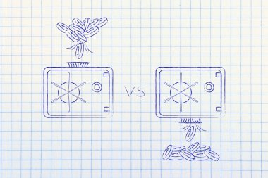 kaydetme ya da harcama girip güvenli, düştü jeton