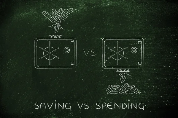 Concepto de ahorro vs gasto — Foto de Stock