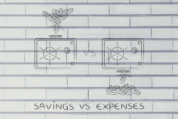 Concept of savings vs expenses — Stock Photo, Image