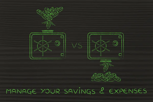 Concepto de cómo administrar sus ahorros y gastos — Foto de Stock