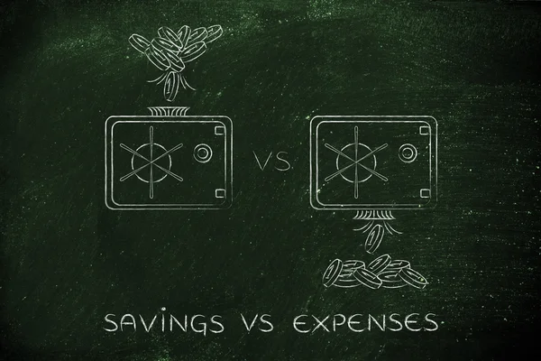 Concepto de ahorro frente a gastos — Foto de Stock