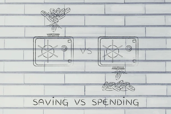 Concept of saving vs spending — Stock Photo, Image