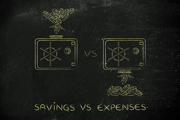 Concetto di risparmio rispetto alle spese — Foto Stock