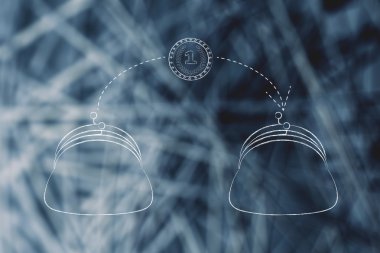 bir çanta diğerine uçan para