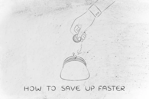 Концепция того, как сэкономить быстрее — стоковое фото
