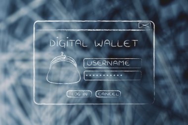 bozuk para cüzdanı ve mantık ile açılır dijital cüzdan