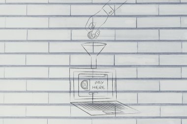 dizüstü huni içine bozuk para bırakarak el