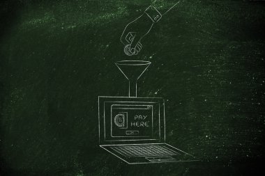 dizüstü huni içine bozuk para bırakarak el