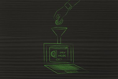 dizüstü huni içine bozuk para bırakarak el