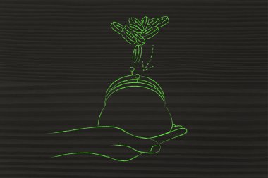 çanta ve içinde bırakılan para ile el