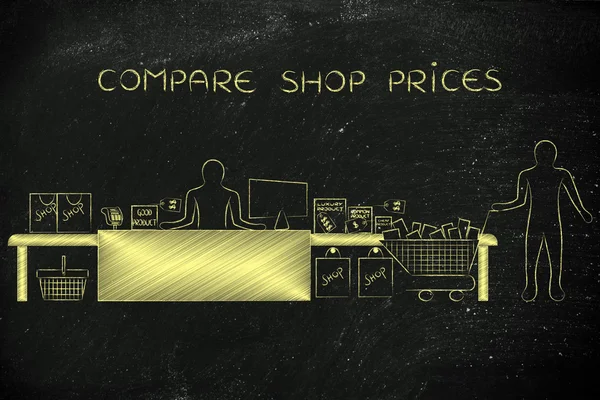 Concept of compare shop prices — Stock Photo, Image