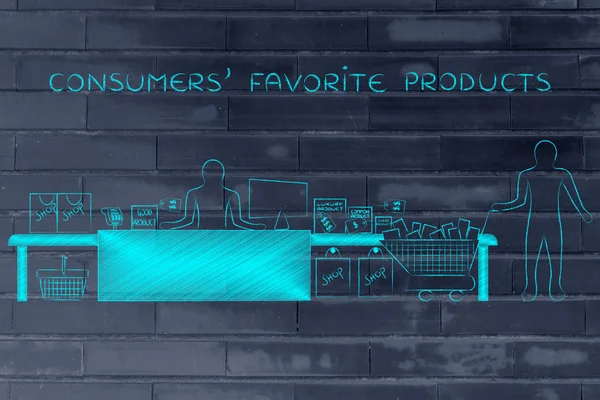 Conceito de produtos favoritos dos consumidores — Fotografia de Stock