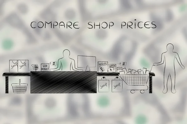 Concept of compare shop prices — Stock Photo, Image
