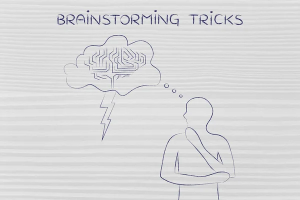 Konzept der Brainstorming-Tricks — Stockfoto