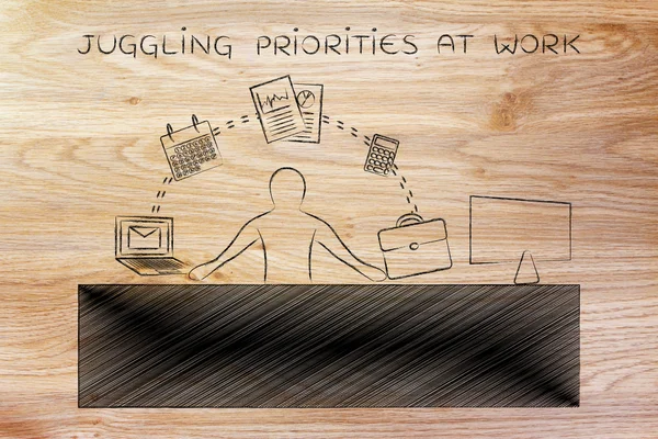 Concept of juggling priorities at work — Stock Photo, Image